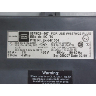 Stahl 857921-407 Receptacle 857921407 - New No Box