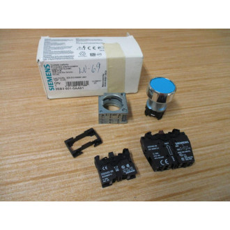 Siemens 3SB3601-0AA51 Pushbutton W 3SB3403-0B, 3SB3403-0A, Base & Clip