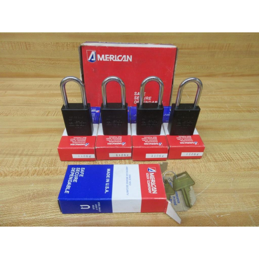 American Lock 1106K Keyed Alike Padlock 1105 1 Set Of Keys (Pack of 4)