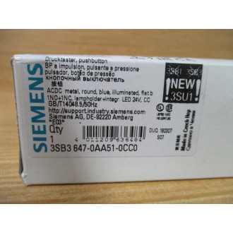 Siemens 3SB3 647-0AA51-0CC0 Blue 3SB36470AA510CC0 W Base & Clip