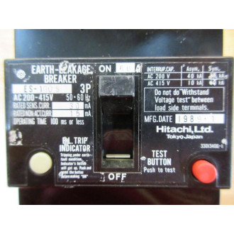 Hitachi ES-100 S 3P Circuit Breaker ES100S3P - New No Box