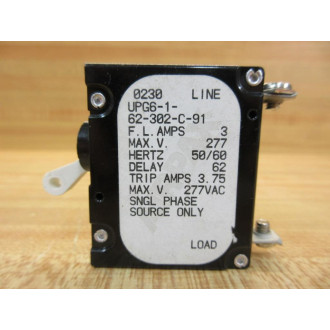 Airpax 62-302-C-91 Circuit Breaker 62302C91 - New No Box