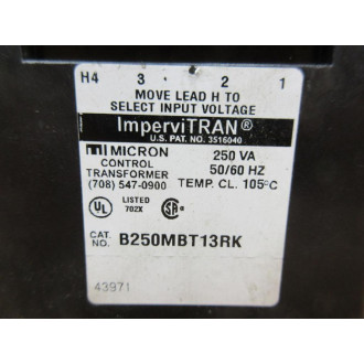 Impervitran B250MBT13RK Control Transformer - New No Box