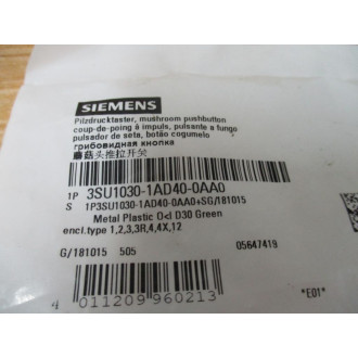 Siemens 3SU1030-1AD40-0AA0 Pushbutton