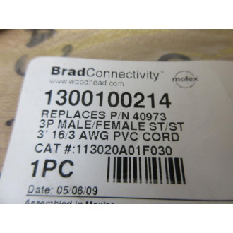 Brad Harrison 113020A01F030 Mini-Change Cordset 1300100214