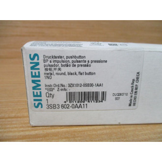 Siemens 3SB3 602-0AA11 Black 3SB36020AA11 Complete