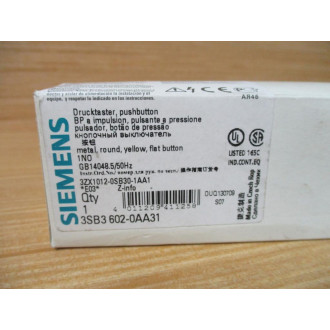 Siemens 3SB3602-0AA31-0CC0 Yellow 3SB36020AA310CC0 Complete
