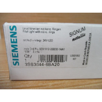 Siemens 3SB3 644-6BA20 Red 3SB36446BA20 W Base & Clip