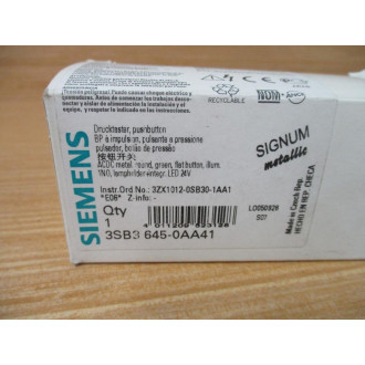 Siemens 3SB3 645-0AA41 Green Button 3SB36450AA41 Complete