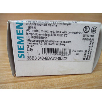 Siemens 3SB3648-6BA20-0CC0 Red 3SB36486BA200CC0 W SB3403-1QB, Base & Clip