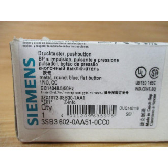 Siemens 3SB3602-0AA51-0CC0 Blue 3SB36020AA510CC0 W 3SB3403-0B, Base & Clip