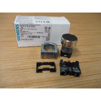 Siemens 3SB3603-0AA1 Black Button 3SB36030AA1 W 3SB3403-0C, Base & Clip
