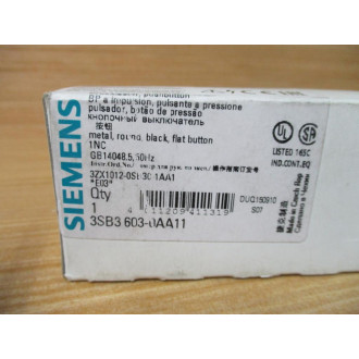 Siemens 3SB3603-0AA1 Black Button 3SB36030AA1 W 3SB3403-0C, Base & Clip