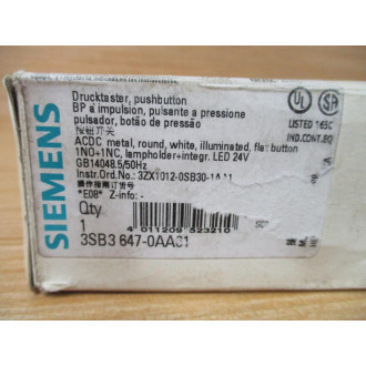 Siemens 3SB3647-0AA61 White 3SB36470AA61 Complete