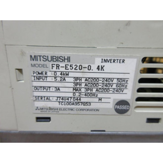Mitsubishi FR-E520-0.4K Freqrol-E500 Variable Frequency Drive FRE52004K - Used