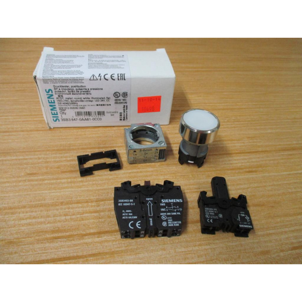 Siemens 3SB3 647-0AA61-0CC0 White 3AB36470AA610CC0 Complete