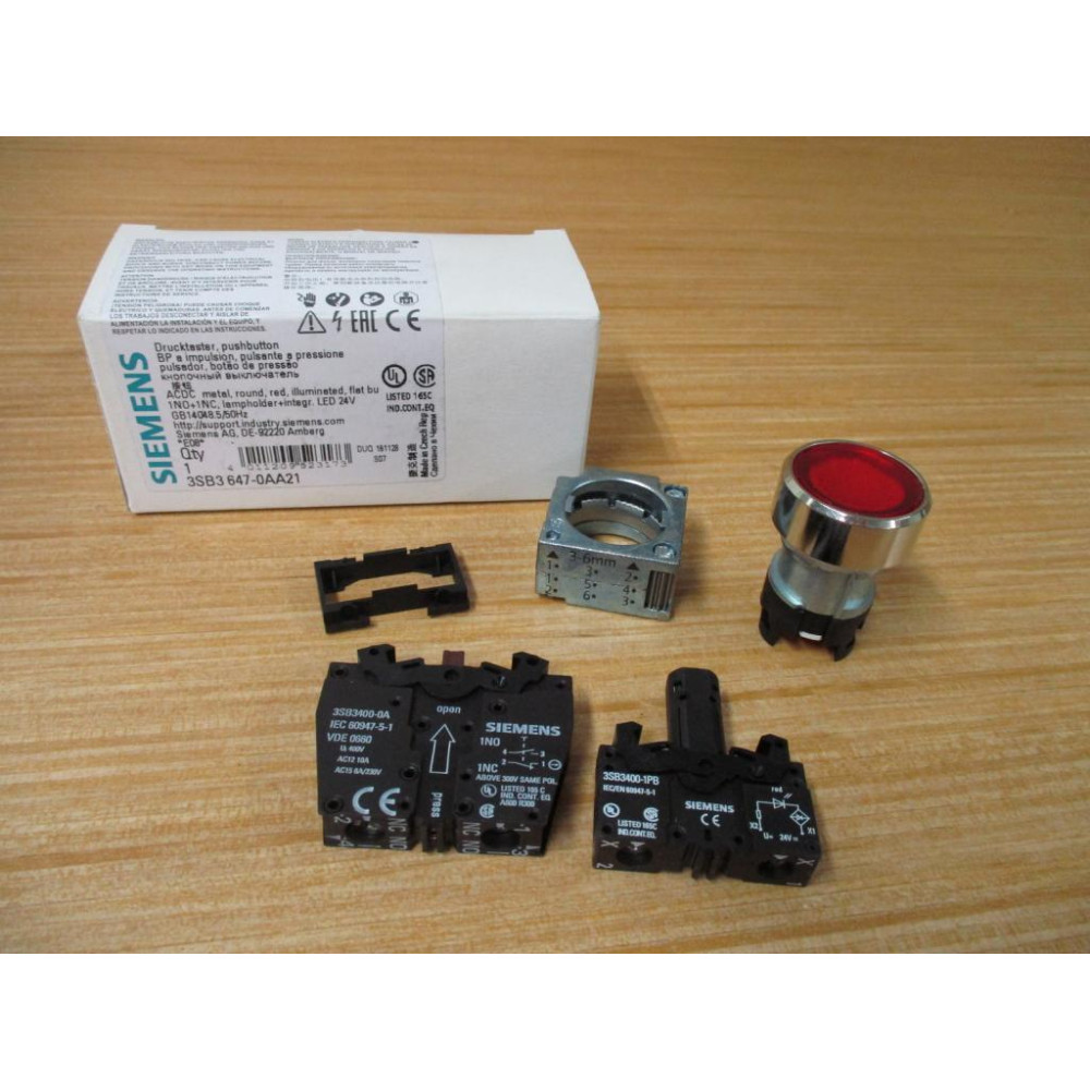 Siemens 3SB3 647-0AA21 Red 3SB36470AA21 Complete
