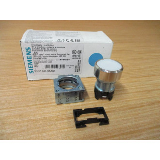 Siemens 3SB3647-0AA61 White Button 3SB36470AA61 W Base & Clip