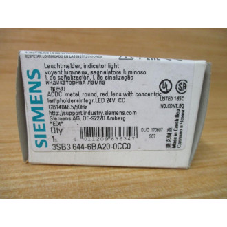 Siemens 3SB3644-6BA20-0CC0 Red 3SB36446BA200CC0 W3SB2403-1PB, Base & Clip