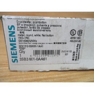 Siemens 3SB3 601-0AA61 White 3SB36010AA61 W3SB3403-0A, Base & Clip