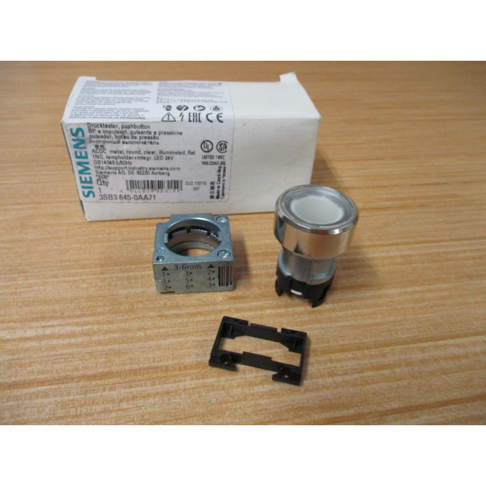 Siemens 3SB3 645-0AA71 Clear 3SB36450AA71 W Base & Clip