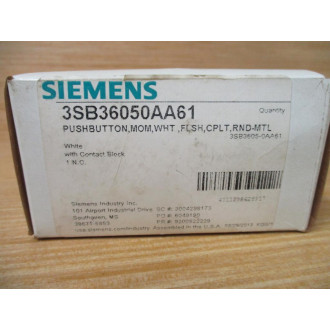 Siemens 3SB3 605-0AA61 White 3SB36050AA61 W Base & Clip