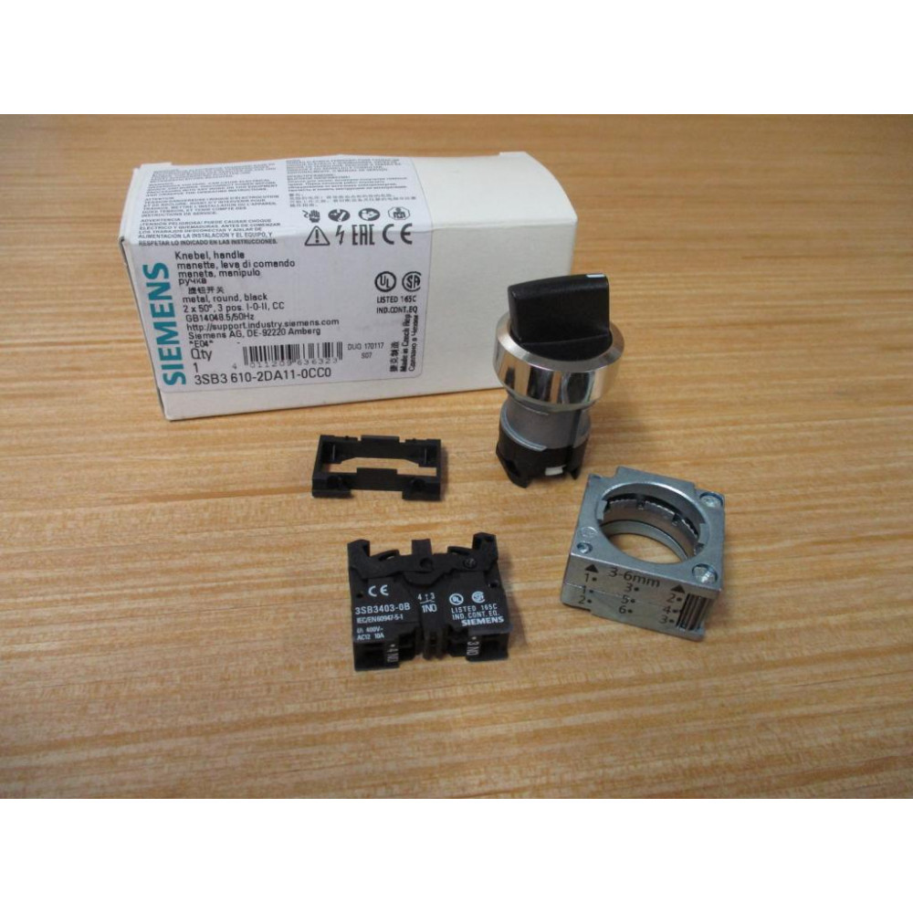 Siemens 3SB3 610-2DA11-0CC0 Switch 3SB36102DA110CC0 WContact,Base & Clip