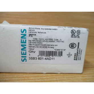 Siemens 3SB3 601-4AD11 Switch 3SB36014AD11 W3SB3400-0A, Base, Clip & Key