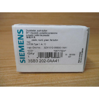Siemens 3SB3 202-0AA41 Green 3SB32020AA41 W Base & Clip