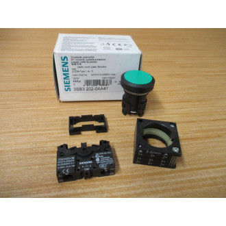 Siemens 3SB3 202-0AA41 Green 3SB32020AA41 W3SB3400-0B, Base & Clip
