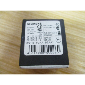 Siemens 3RH1911-2HA12-3AA1 Auxiliary Switch Block - Used