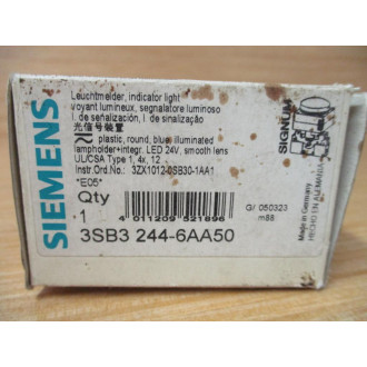 Siemens 3SB3 244-6AA50 Blue 3SB32446AA50 W Base & Clip