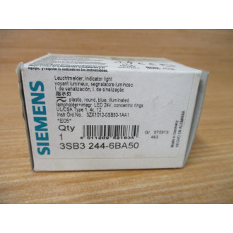 Siemens 3SB3 244-6BA50 Blue 3SB32446BA50 W 3SB3400-1PD, Base & Clip