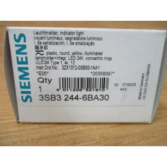 Siemens 3SB3 244-6BA30 Yellow 3SB32446BA30 W 3SB3400-1PC, Base & Clip