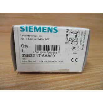 Siemens 3SB32 17-6AA20 Red 3SB32176AA20 WOLamp Holder