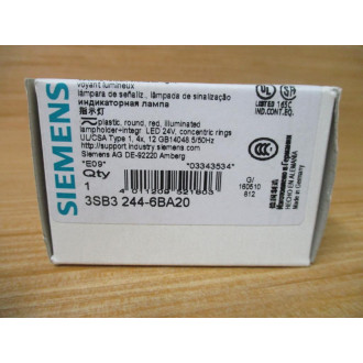 Siemens 3SB3 244-6BA20 Red 3SB32446BA20 W Base & Clip