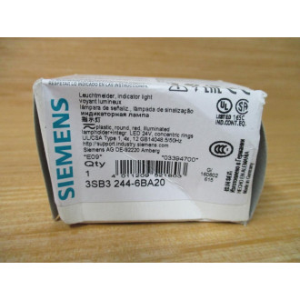Siemens 3SB3 244-6BA20 Red 3SB32446BA20 W3SB3400-1PB,Base&Clip - New No Box