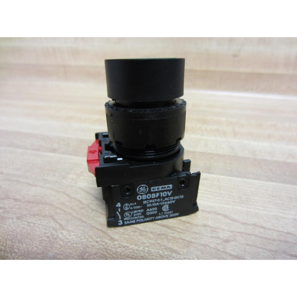 General Electric 080BF10V Contact Block GE W Green Pushbutton - Used