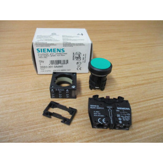Siemens 3SB3 201-0AA41 Green 3SB32010AA41 W 3SB3400-0A, Base & Clip