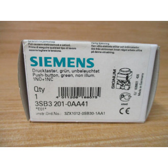 Siemens 3SB3 201-0AA41 Green 3SB32010AA41 W 3SB3400-0A, Base & Clip