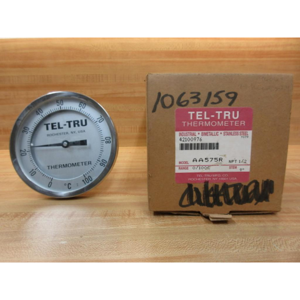 Tel-Tru AA575R 5" S.S. Adjustable Thermometer 0-100° C - 9" Stem