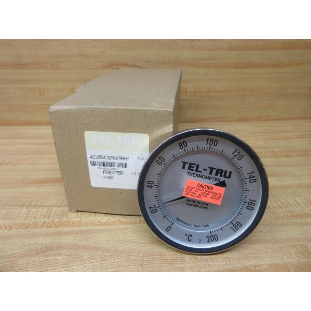 Tel-Tru AA575R 5" S.S. Adjustable Thermometer 0-200° C - 4" Stem
