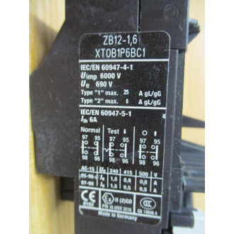 Eaton ZB12-1,6 Overload Relay XT0B1P6BC1 - Used