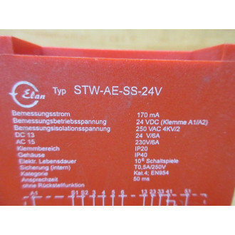 Schmersal STW-AE-SS-24V Elan Safety Relay STWAESS24V - Used