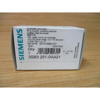 Siemens 3SB3 251-0AA21 Red 3SB32510AA21 Complete