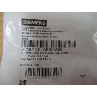 Siemens 3SU1000-0AB20-0AA0 Red 3SU10000AB200AA0