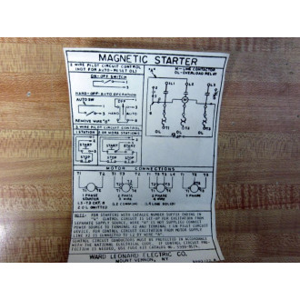 Ward Leonard 8011B3151-14 Starter Enclosure 8011B315114 - New No Box