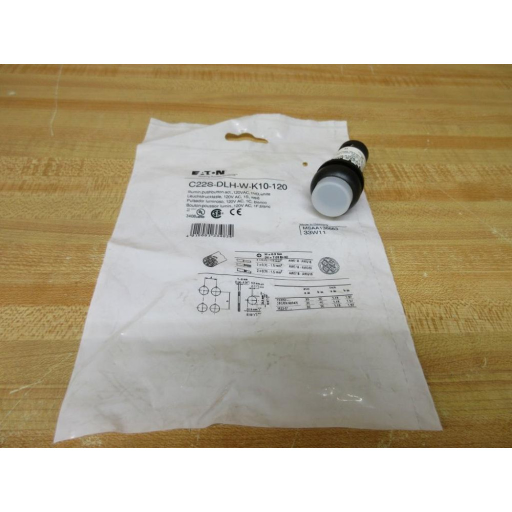 Eaton C22S-DLH-W-K10-120 Illuminated Push Button C22SDLHWK10120