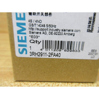 Siemens 3RH2911-2FA40 Auxiliary Contact Block 3RH29112FA40