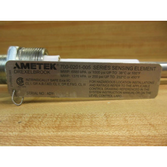 Ametek 700-0201-005 Drexelbrook Sensing Element 7000201005 Overall Length 18" - New No Box